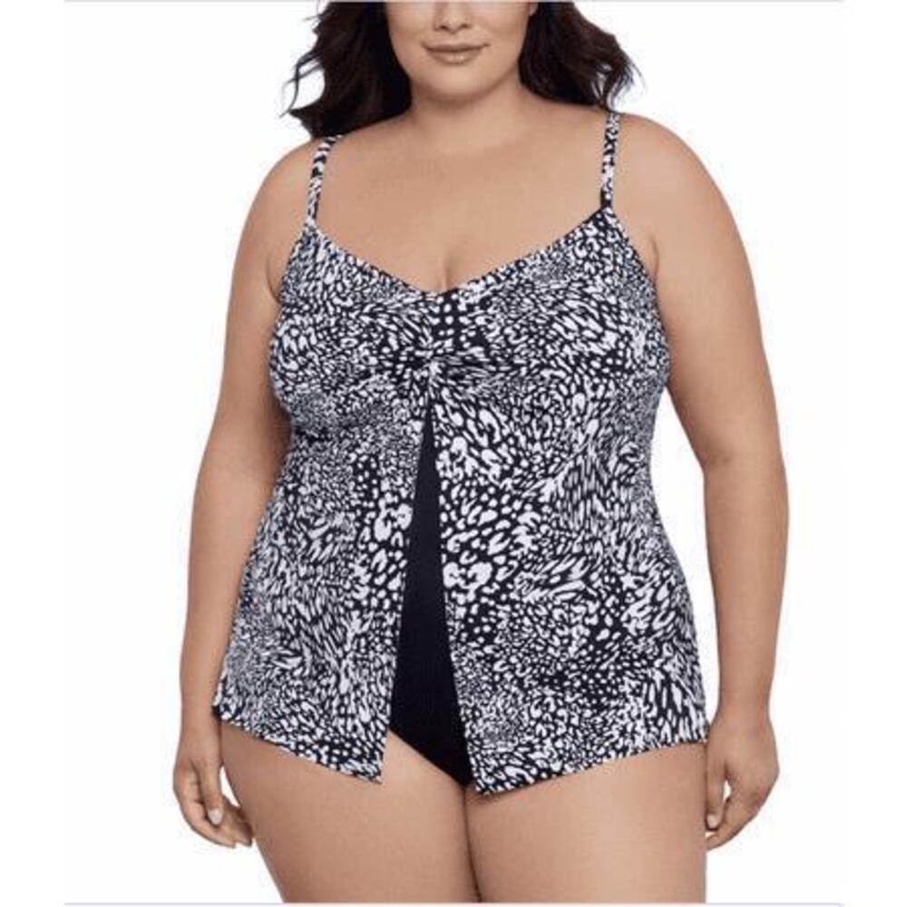 Swim Solutions Plus Size Leopard One Piece Swimsuit 18W 18 W NWT